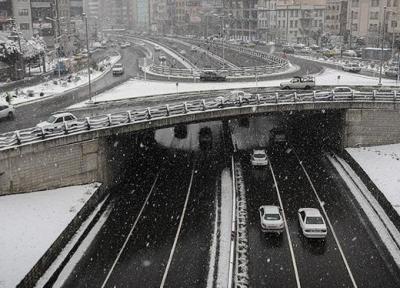 ترافیک نیمه سنگین به علت بارش برف در محورهای شمالی تهران