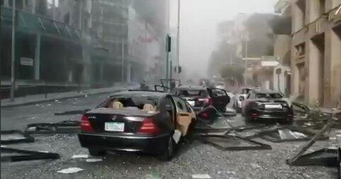 تصاویری آخرالزمانی از خیابان های بیروت پس از انفجار امروز