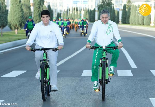 (ویدئو) دوچرخه سواری رئیس جمهور ترکمنستان